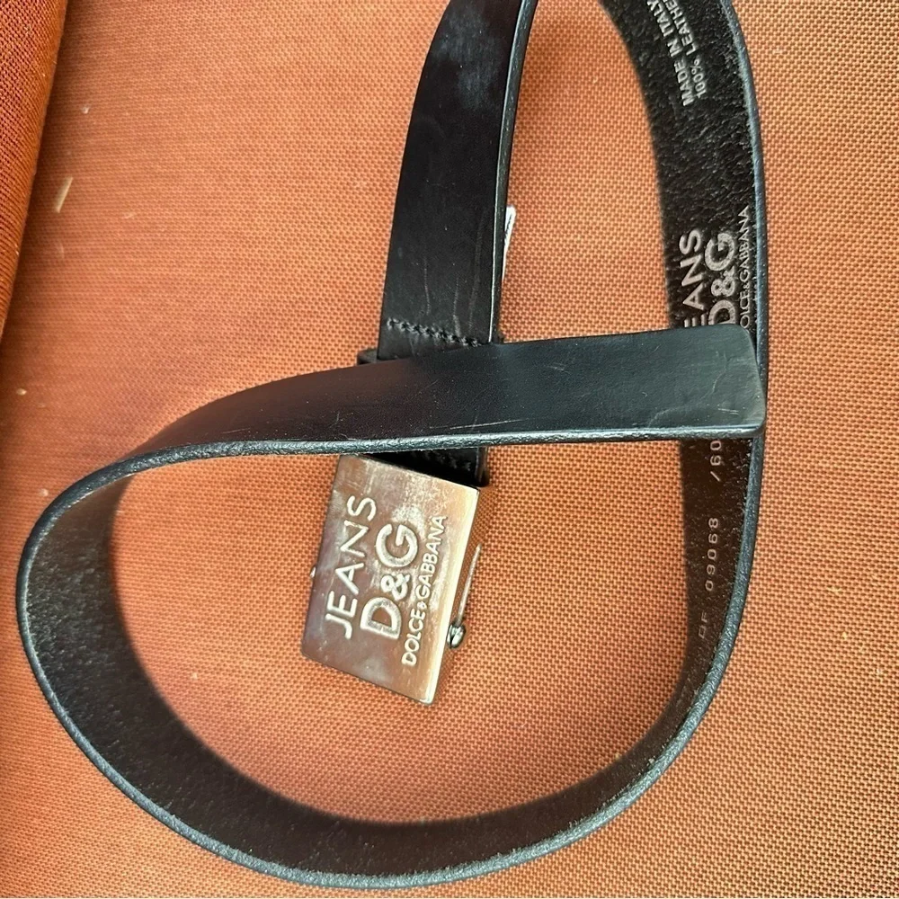 Dolce & Gabbana Black Leather Belt Kids 19-23 waist 50-60CM LOGO Designer 3053 Y